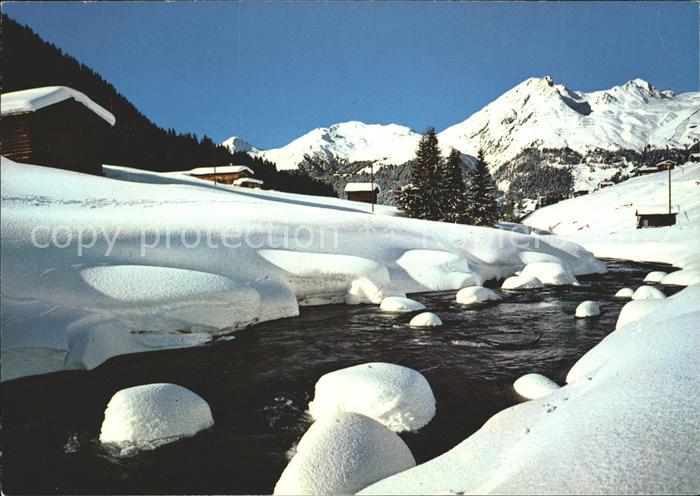 11715888 Davos GR Impression hivernale sur le Dischmabach avec Schiahorn et Parsenn Davo