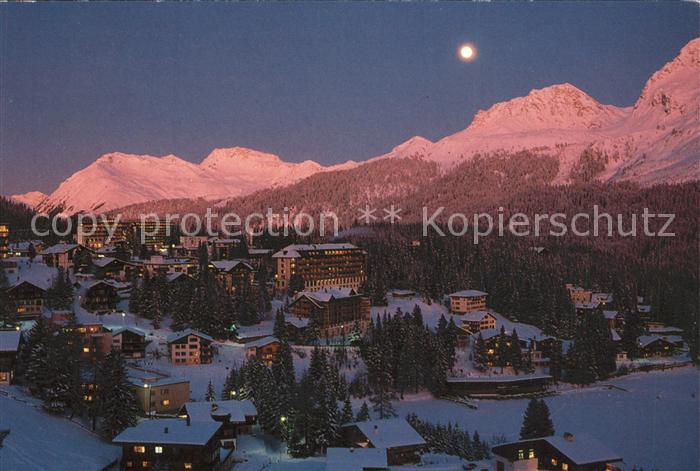 11718893 Arosa GR au crépuscule d'hiver de pleine lune Weissfluh Medergerfluh Arosa