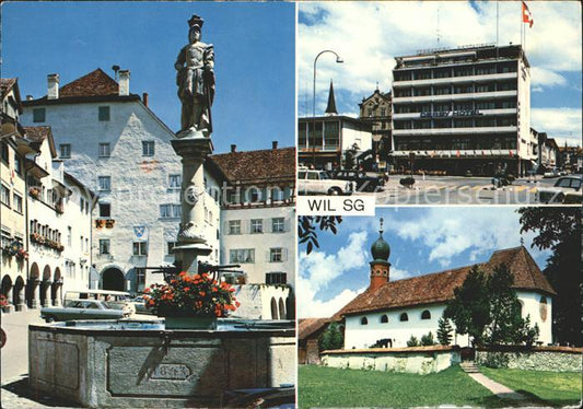 11719268 Wil SG Dorfpartie mit Brunnen Derby Hotel Kirche Wil SG