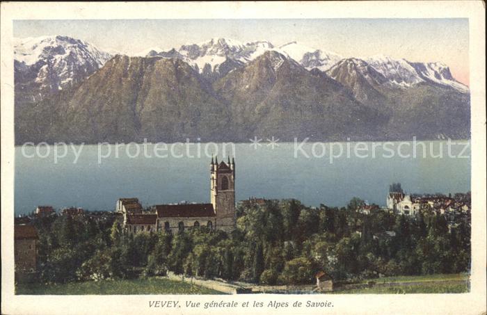 11732954 Vevey VD Vue générale et les Alpes de Savoie Vevey