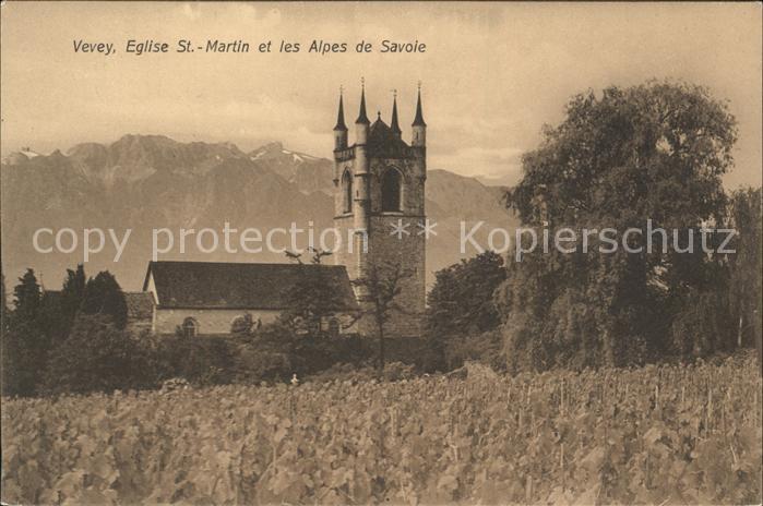 11733202 Vevey VD Eglise St Martin et les Alpes de Savoie Vevey