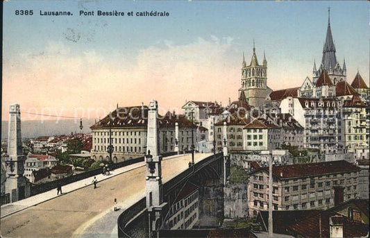 11733495 Lausanne VD Pont Bessière et Cathédrale Lausanne