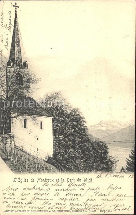 11733505 Montreux VD Eglise et Dent du Midi Montreux