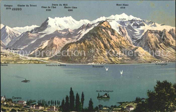 11731735 Lausanne VD Lac Léman Carte panoramique Lausanne