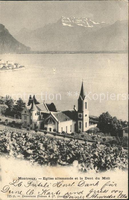 11731764 Montreux VD Eglise allerande et Dent du Midi Montreux