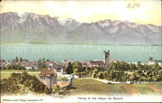 11731953 Vevey VD et les Alpes de Savoie Vevey