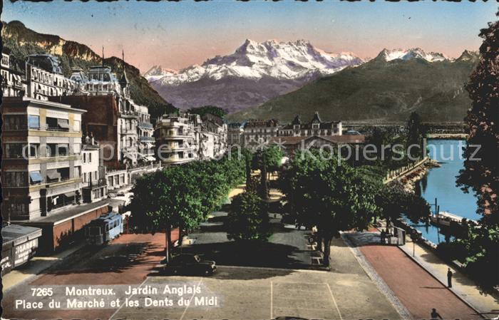 11732064 Montreux VD Jardin Anglais Place du Marché et les Dents du Midi Montreu