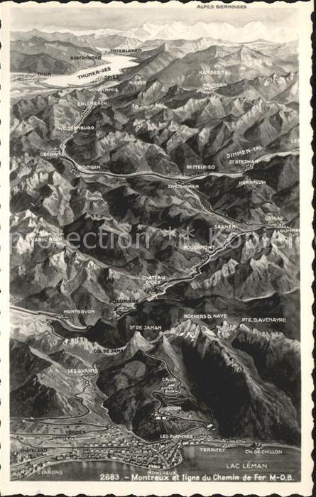 11732148 Montreux VD et ligne du Chemin de fer Montreux Oberland avec Lac Léman