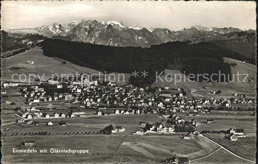 11736681 Einsiedeln SZ Fliegeraufnahme mit Glaernischgruppe Einsiedeln