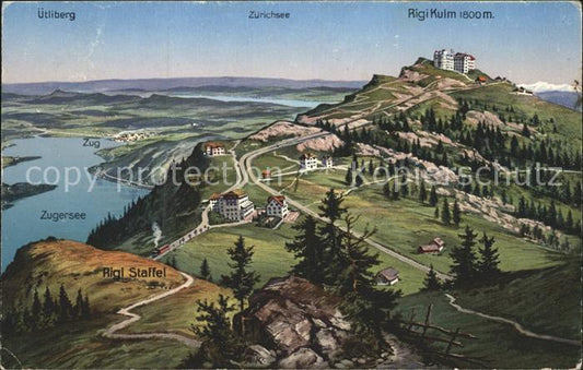 11747812 Rigi Kulm Staffel Zugerseee Zuerichsee Carte panoramique Rigi Kulm