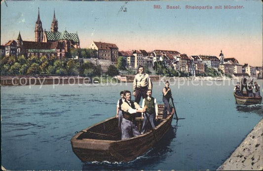 11754955 Basel BS Rheinpartie mit Muenster Boote Basel BS