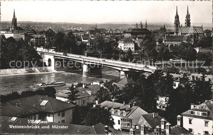 11754977 Basel BS Wettsteinbruecke und Muenster Basel BS