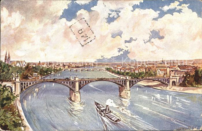 11755095 Bâle BS Carte artistique Rheinbruecken Bâle BS