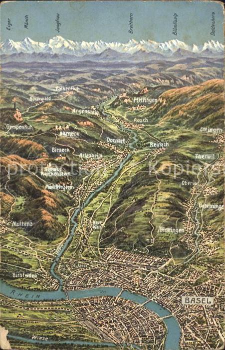 11755147 Carte panoramique de Bâle BS Alpes rhénanes Bâle BS