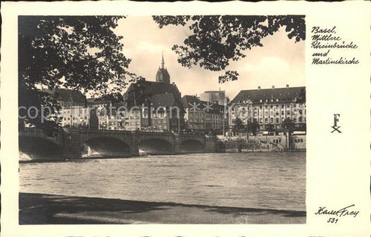 11755197 Basel BS Mittlere Rheinbruecke Martinskirche Basel BS