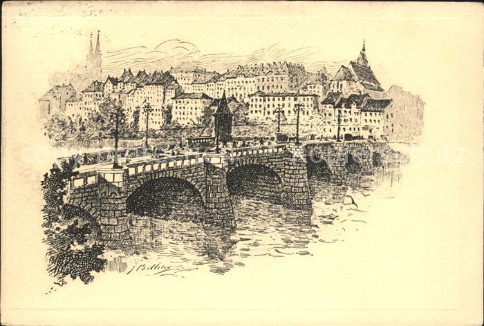 11755240 Basel BS Mittlere Rheinbruecke Carte d'artiste Basel BS