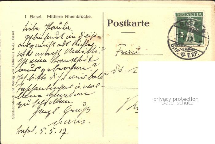 11755240 Basel BS Mittlere Rheinbruecke Carte d'artiste Basel BS