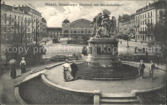 11755339 Bâle BS Strasbourg Monument avec la Gare Fédérale de Bâle BS