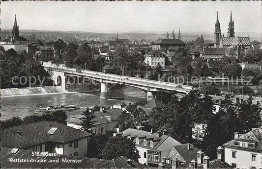 11738716 Basel BS Wettsteinbruecke und Muenster Basel BS