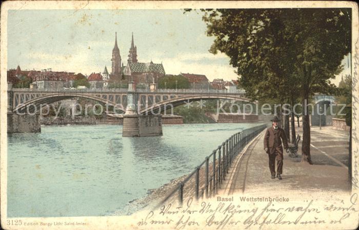 11738720 Basel BS Wettsteinbruecke Litho  Basel BS