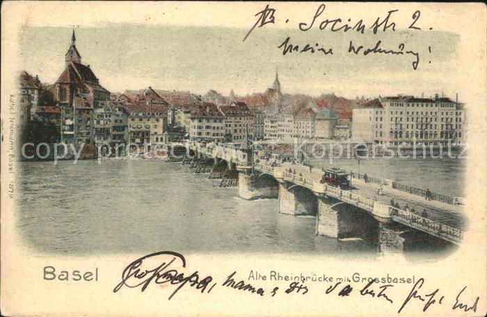 11738770 Basel BS Alte Rheinbruecke Grossbasel Litho Basel BS