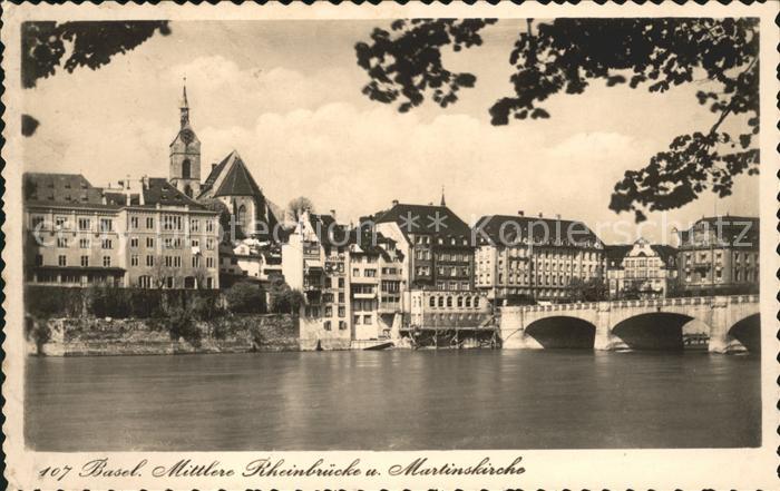 11738772 Basel BS Mittlere Rheinbruecke Martinskirche Basel BS