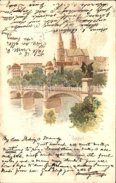 11739026 Basel BS Litho Bruecke Muenster Basel BS