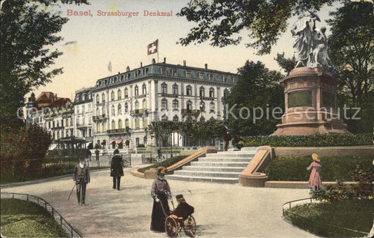 11739180 Basel BS Strassburger Denkmal Litho Basel BS