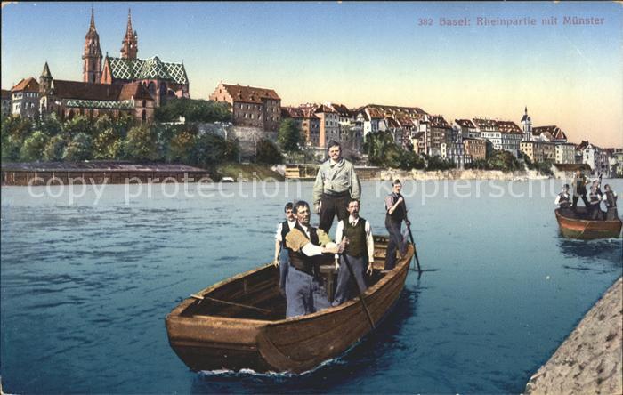 11739191 Basel BS Rheinpartie Muenster Litho Basel BS