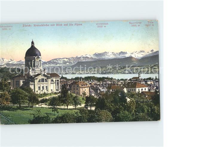 11748439 Zuerich ZH Kreuzkirche Vue Alpes Titlis Scheerhorn Urirostock Zuerich