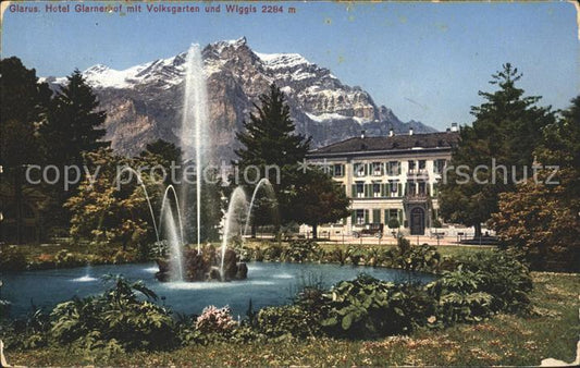 11751517 Glarus GL Hôtel Glarnerhof avec Volksgarten Fontaene et Wiggis Glarus