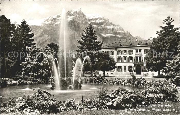 11751563 Glarus GL Hôtel Glarnerhof avec Volksgarten Fontaene et Wiggis Glaris