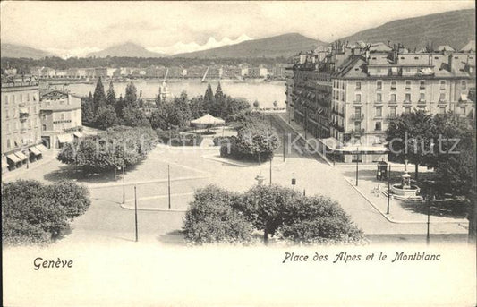 11754708 Genève GE Place des Alpes et le Montblanc Genève