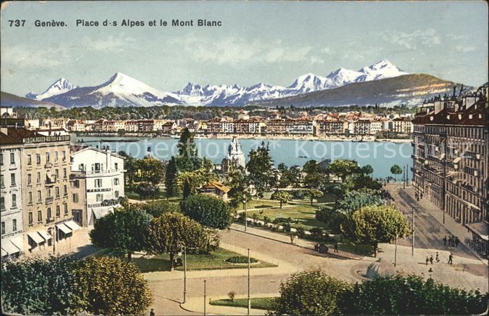 11754744 Genève GE Place des Alpes et le Mont Blanc Genève