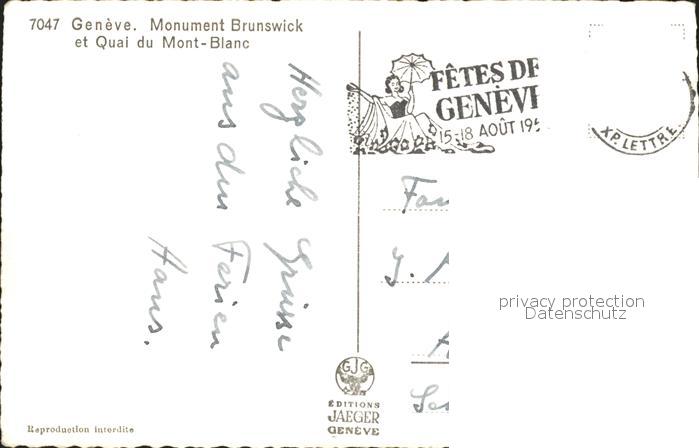 11754752 Genève GE Monument Brunswick et Quai du Mont Blanc Genève