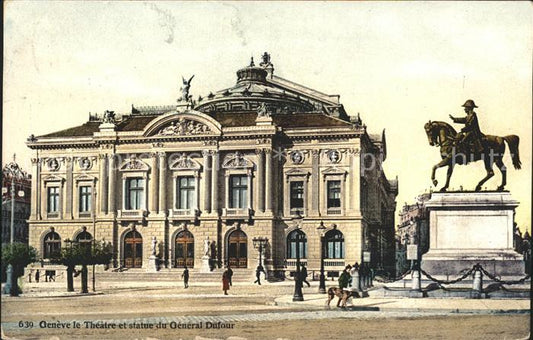 11754795 Geneve GE Théâtre et statue du Général Dufour Geneve