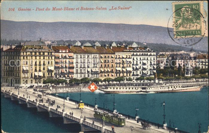 11754846 Genève GE Pont du Mont Blanc et Bateau Salon La Suisse Genève