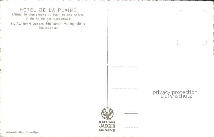 11754866 Genève GE Plainpalais Hôtel de la Plaine Genève