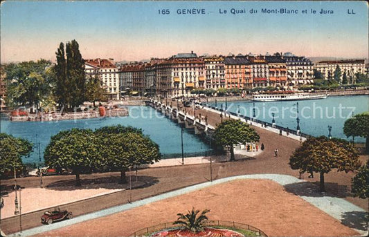 11754945 Genève GE Le Quai du Mont Blanc et le Jura Genève