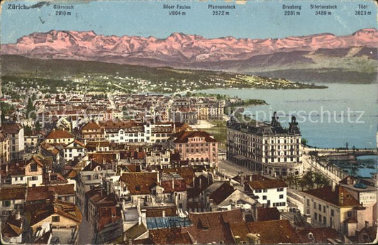 11778649 Zuerich Vue totale avec les Alpes Zuerich