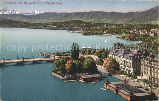 11778694 Zurich Bauschaenzli et Quaibruecke Seepartie Zuerich