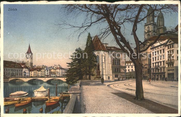 11778811 Zuerich Limmatpartie églises de quai de bateau Zuerich