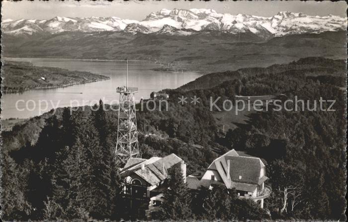 11778904 Uetliberg Zuerich Restaurant Uto Kulm avec lac de Zurich et Alpes glaronaises U