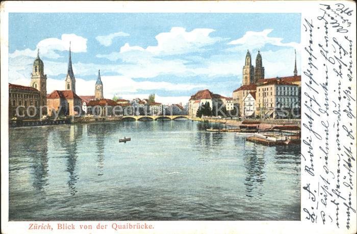 11778914 Zuerich Vue depuis le Quaibruecke Limmatpartie Zuerich