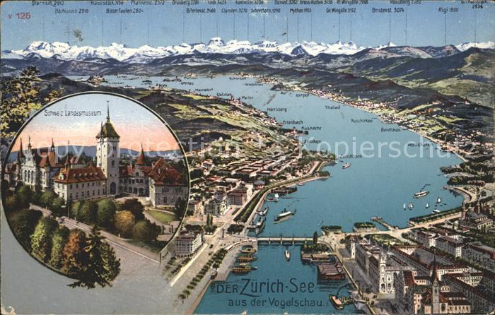 11778926 Le lac de Zurich vu du ciel avec le Musée national suisse de Zurich