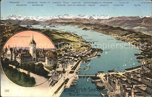 11778942 Le lac de Zurich vu du ciel avec le Musée national suisse de Zurich