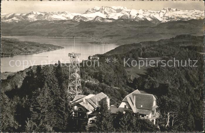 11778981 Uetliberg Zuerich Restaurant Uto Kulm avec lac de Zurich et Alpes glaronaises U