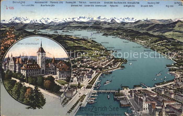 11779008 Le lac de Zurich vu du ciel avec le Musée national suisse de Zurich