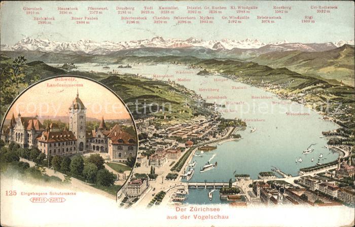 11779046 Le lac de Zurich vu du ciel avec le Musée national suisse de Zurich