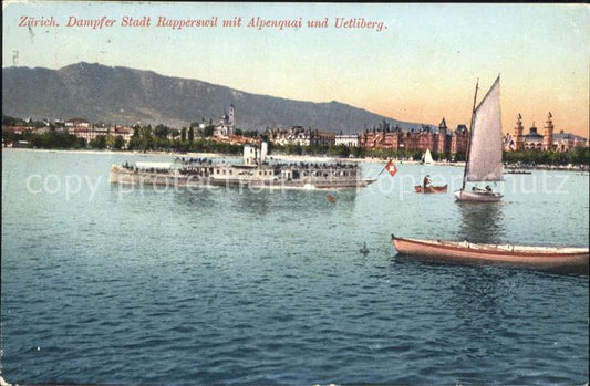 11779047 Zuerich Dampfer Stadt Rapperswil avec Alpenquai et Uetliberg Zuerich